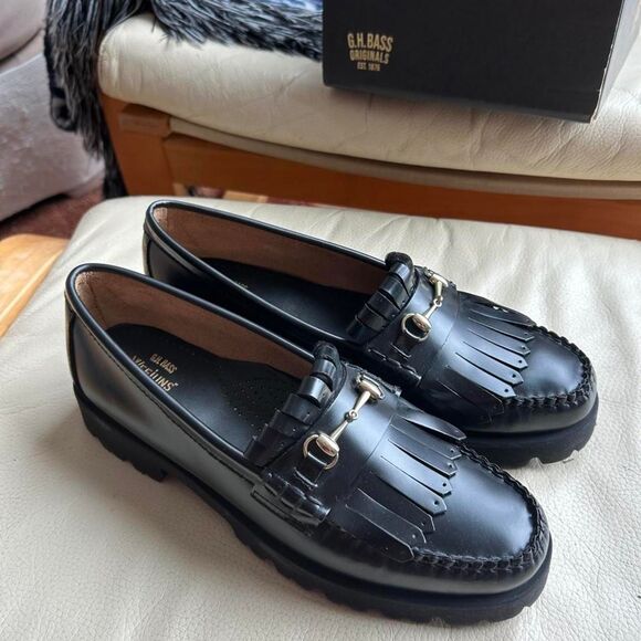 G.H. Bass & Co. Shoes - NIB G.H. Bass Lianna Kiltie Lug Loafers Black Size 10